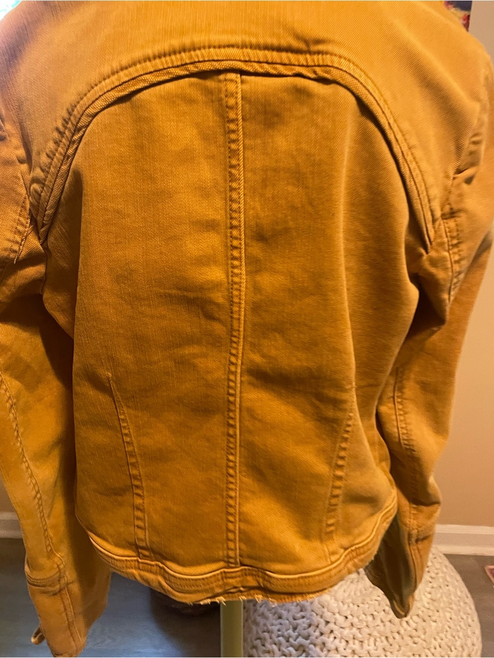 Free People Burnt Mustard Jean Jacket with Zip Front boho hippie - Picture 8 of 8